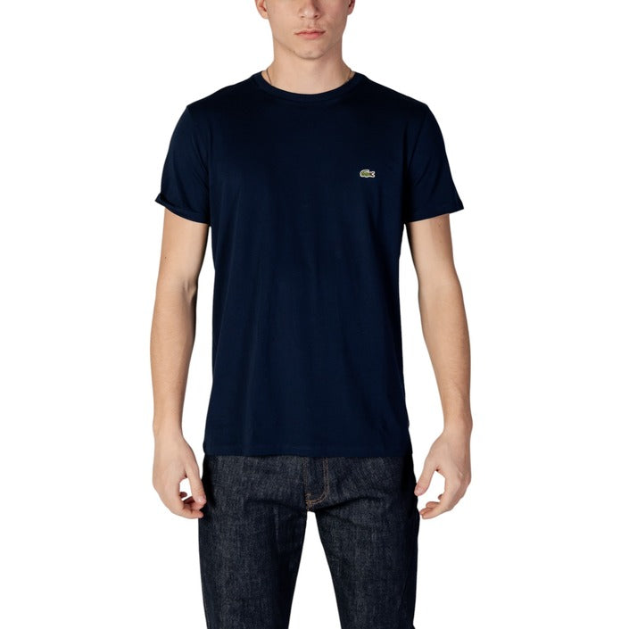 Lacoste Homme T-Shirts Bleu À Manches Courtes En Coton