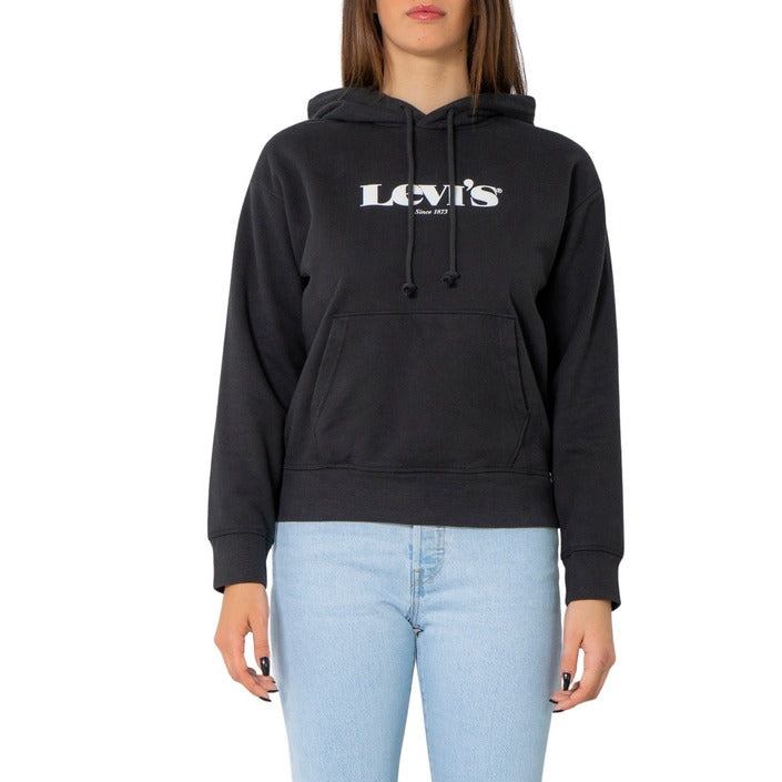 Levi's Femme Sweatshirts Noir à Capuche pour Automne Hiver