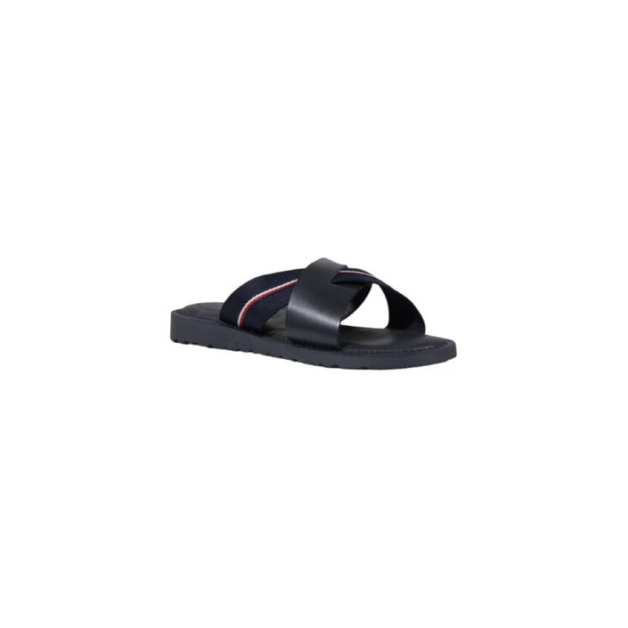 Tommy Hilfiger Homme Mules En Cuir Bleu Pour Printemps Été