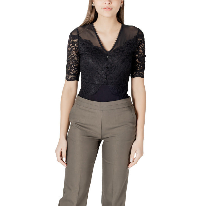 Morgan De Toi Femme Blouse Noir Manches Courtes En V