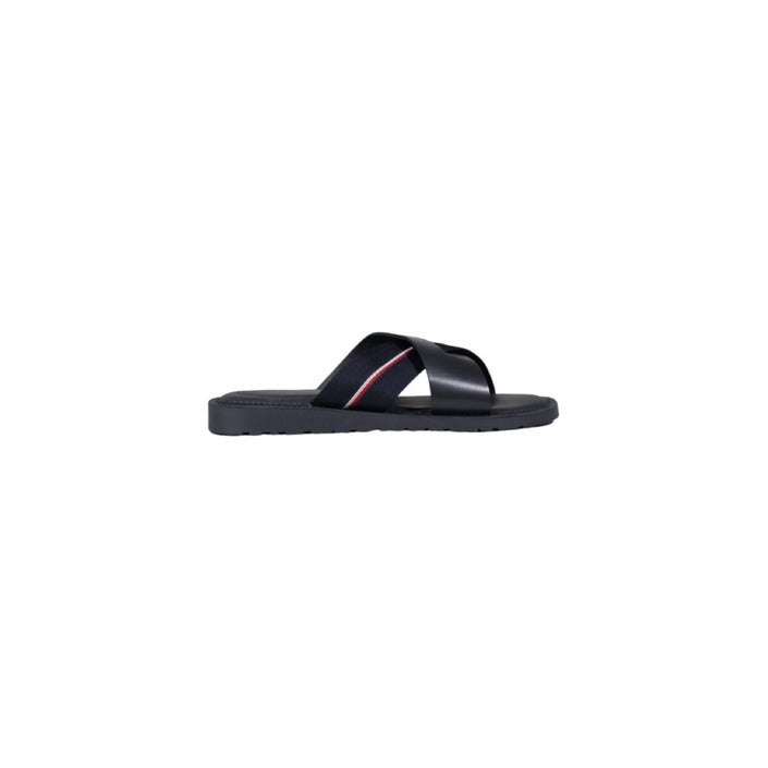 Tommy Hilfiger Homme Mules En Cuir Bleu Pour Printemps Été