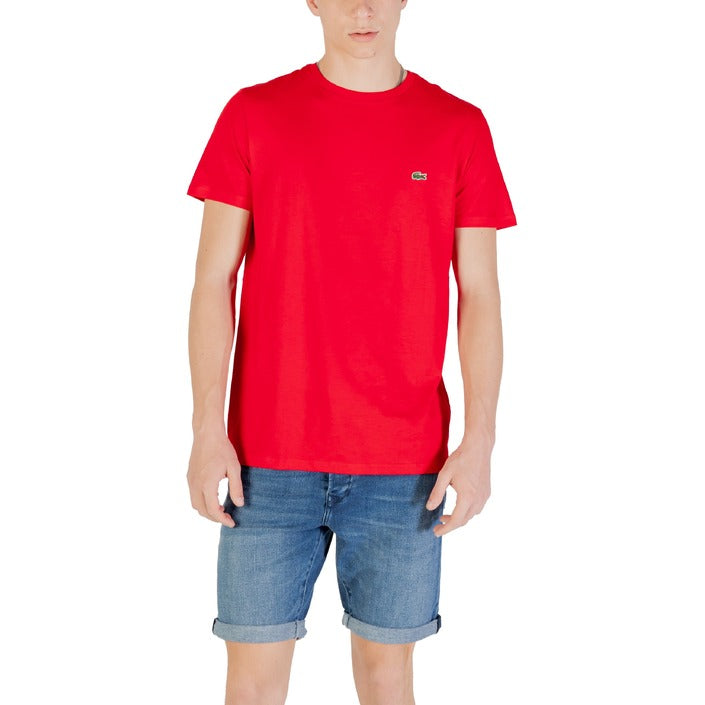 Lacoste Homme T-Shirts Bleu À Manches Courtes En Coton