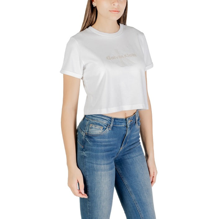 Calvin Klein Jeans Femme Tops Blanc à Manches Courtes