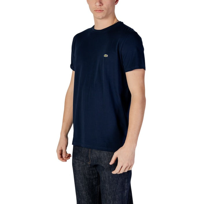 Lacoste Homme T-Shirts Bleu À Manches Courtes En Coton