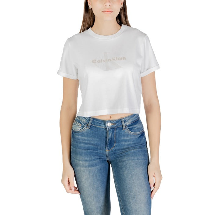 Calvin Klein Jeans Femme Tops Blanc à Manches Courtes