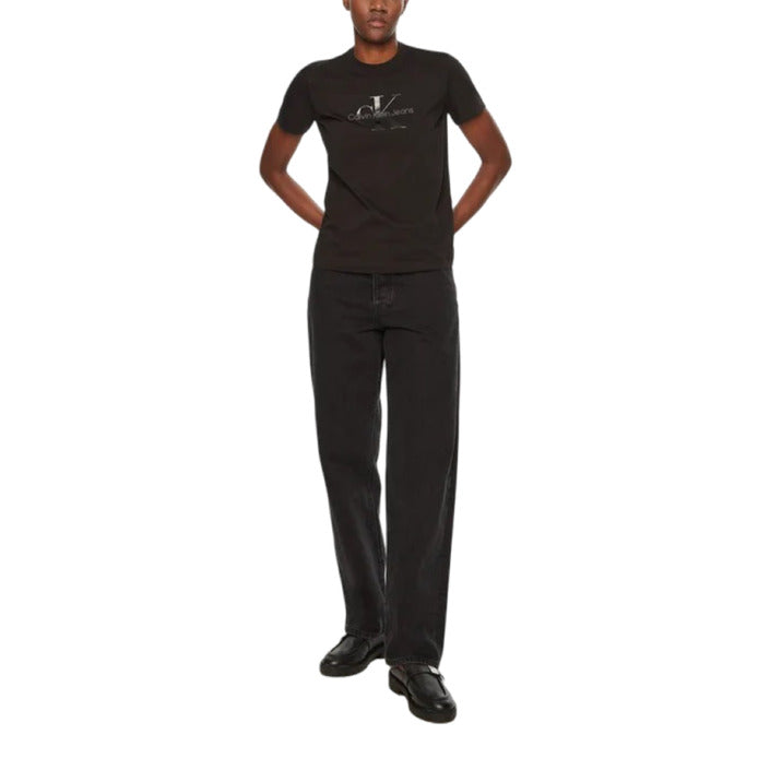 Calvin Klein Jeans Femme T-Shirts Noirs Manches Courtes
