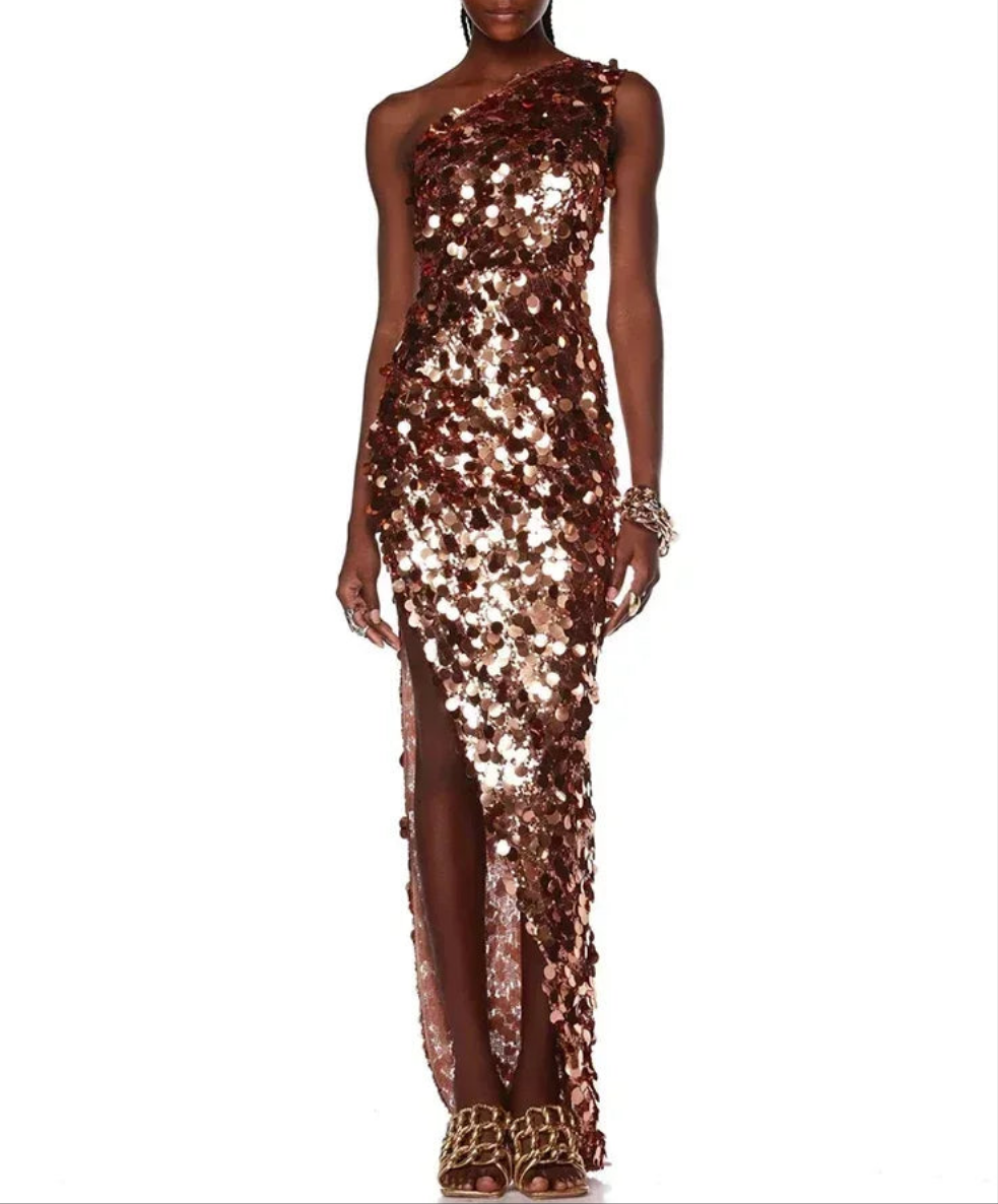 Luxury Gold Sequin Catwalk Dress 