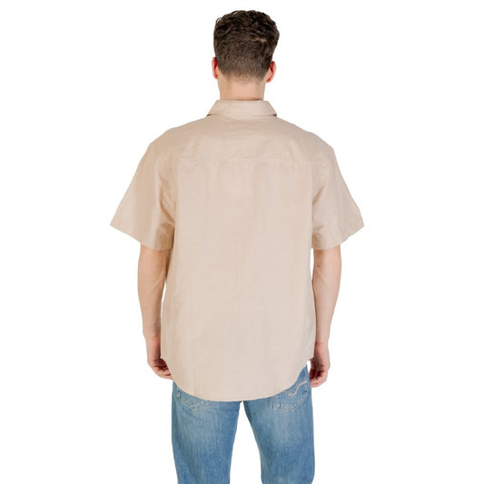 Calvin Klein Jeans Homme Chemises Beige Manches Courtes