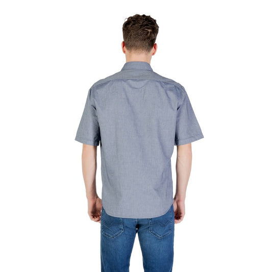 Boss Homme Chemises Bleu Monochrome À Manches Courtes