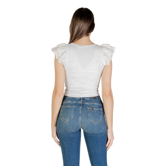 Guess Femme Tops Élégants Sans Manches En V Blanc