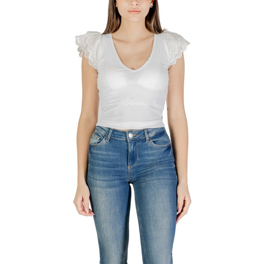 Guess Femme Tops Élégants Sans Manches En V Blanc