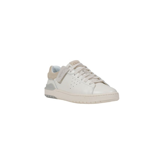 Clarks Homme Baskets Blanches En Cuir Pour Printemps Été